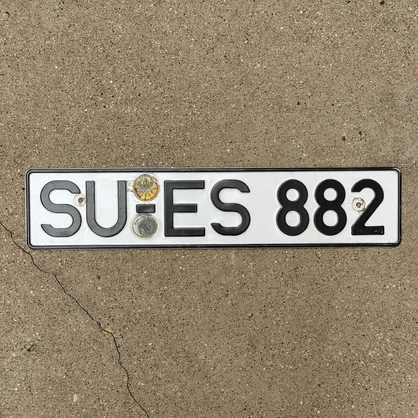 Photo of a 1980 Era Germany License Plate Auto Tag Garage Decor Vintage Lawyer Gift SUES 882