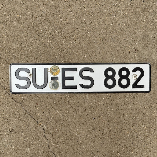 Photo of a 1980 Era Germany License Plate Auto Tag Garage Decor Vintage Lawyer Gift SUES 882