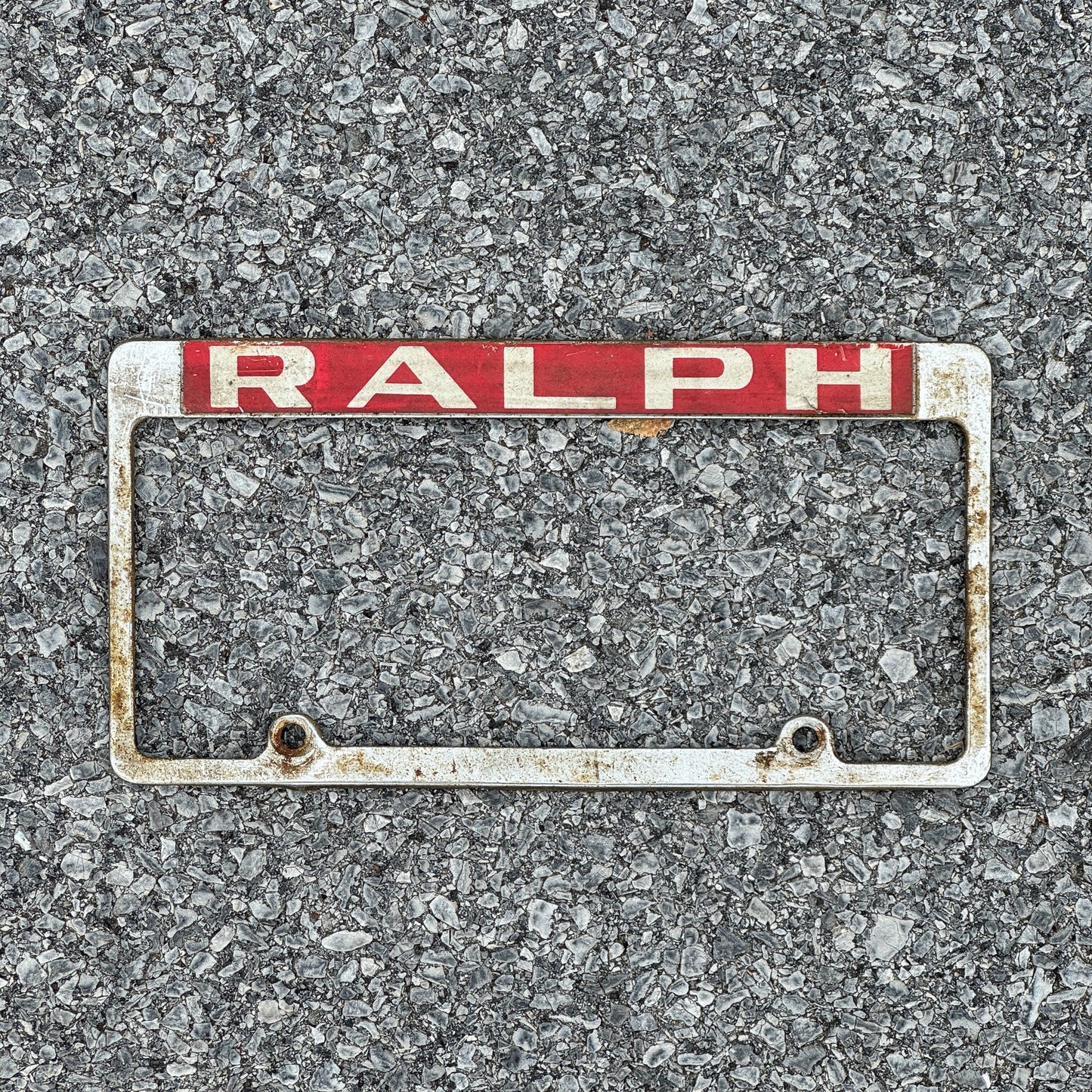 Photo of a 1980 Era License Plate Frame Auto Tag 1 Garage Decor Metal RALPH