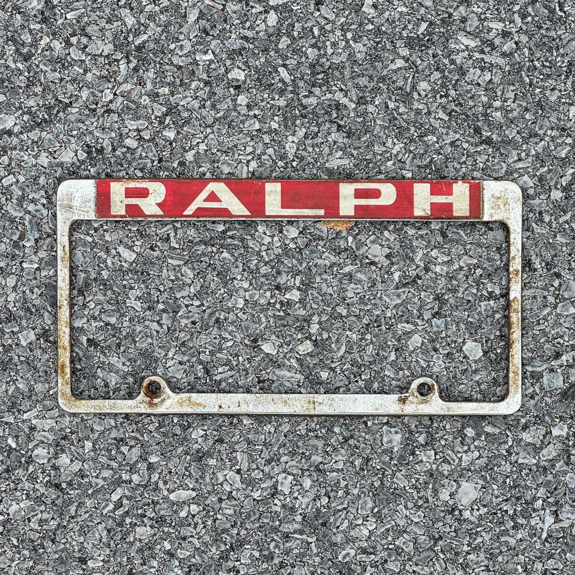 Photo of a 1980 Era License Plate Frame Auto Tag 1 Garage Decor Metal RALPH