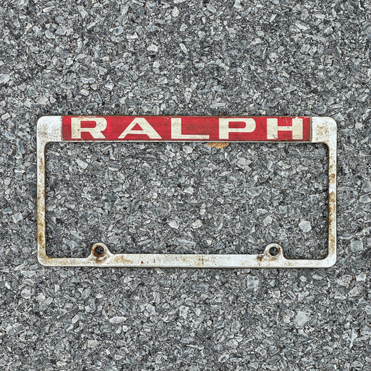 Photo of a 1980 Era License Plate Frame Auto Tag 1 Garage Decor Metal RALPH