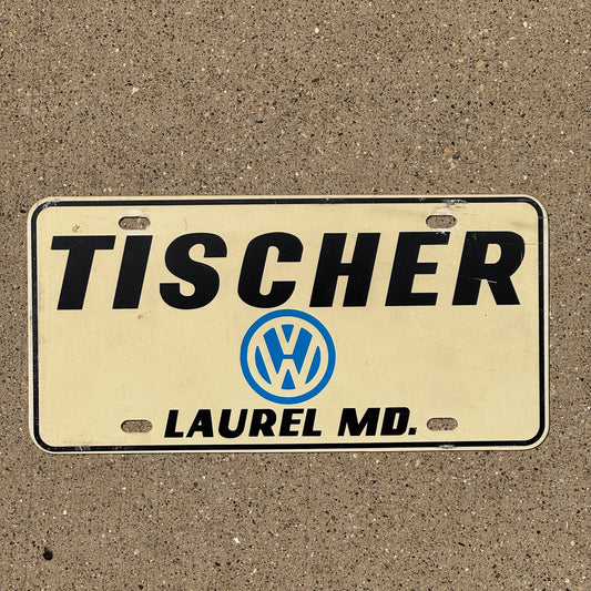 Photo of a 1980 Era Maryland Booster License Plate Auto Tag Garage Decor Vintage Volkswagen VW Plastic Tischer Laurel MD