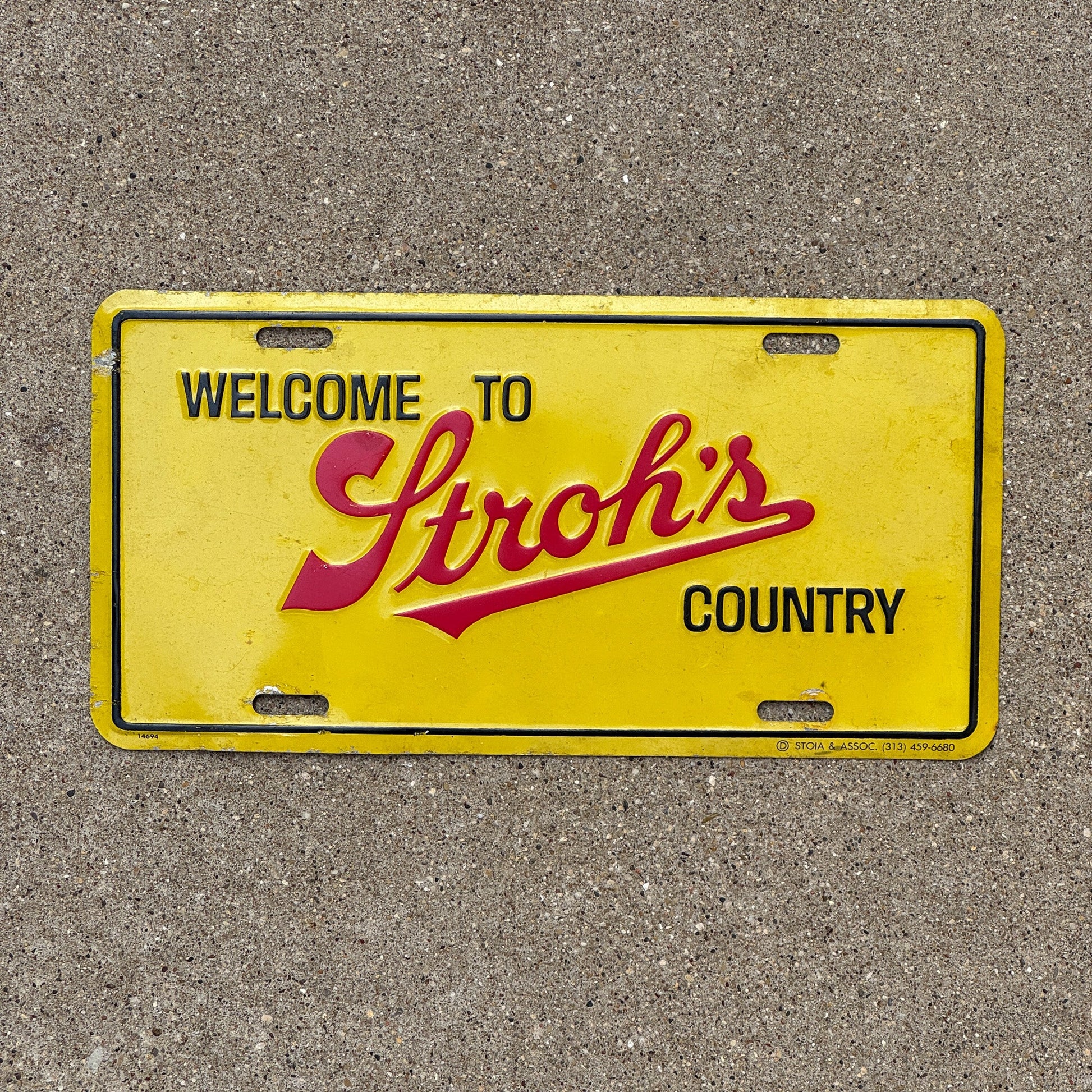 Photo of a 1980 Era Michigan Booster License Plate Auto Tag Garage Decor Vintage Welcome To Stroh's Country
