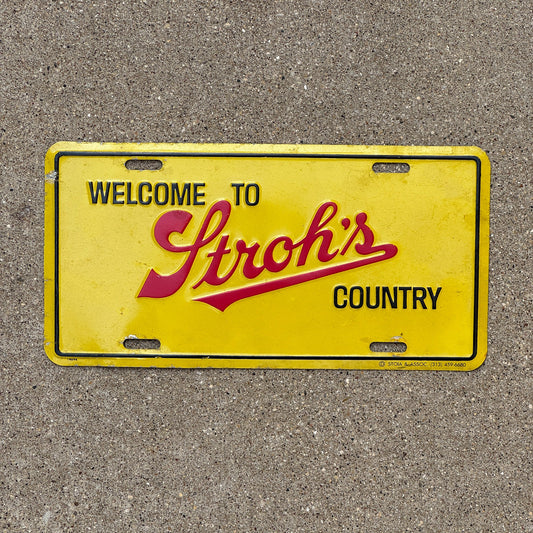 Photo of a 1980 Era Michigan Booster License Plate Auto Tag Garage Decor Vintage Welcome To Stroh's Country