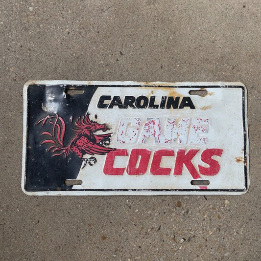Photo of a 1980 Era South Carolina Booster License Plate Auto Tag Garage Decor Vintage 1980s University of Gamecocks Football USC