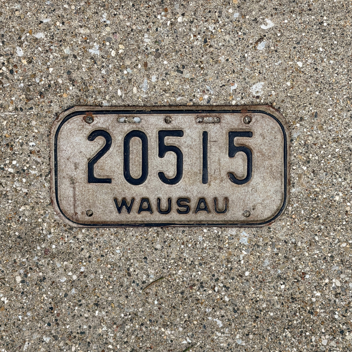 Photo of a 1980 Era Wassau Wisconsin License Plate Auto Tag Garage Decor Vintage 20515 with original patina