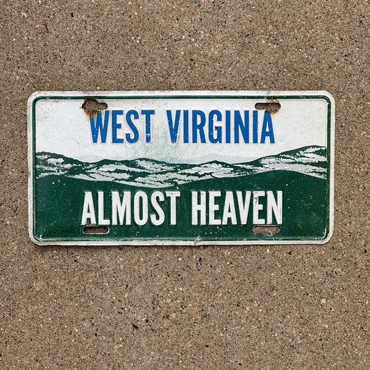 Photo of a 1980 Era West Virginia Booster License Plate Auto Tag Garage Decor Vintage Almost Heaven