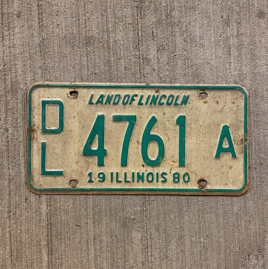 Photo of a 1980 Illinois Dealer License Plate Auto Tag Garage Decor Vintage 4761 A