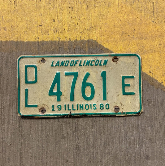 Photo of a 1980 Illinois Dealer License Plate Auto Tag Garage Decor Vintage 4761 E