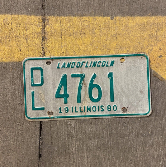 Photo of a 1980 Illinois Dealer License Plate Auto Tag Garage Decor Vintage 4761