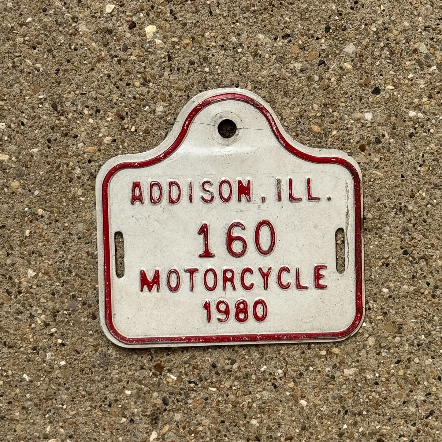 Photo of a 1980 Illinois Motorcycle Tax Tag Auto Tag Garage Decor Vintage Addison 160