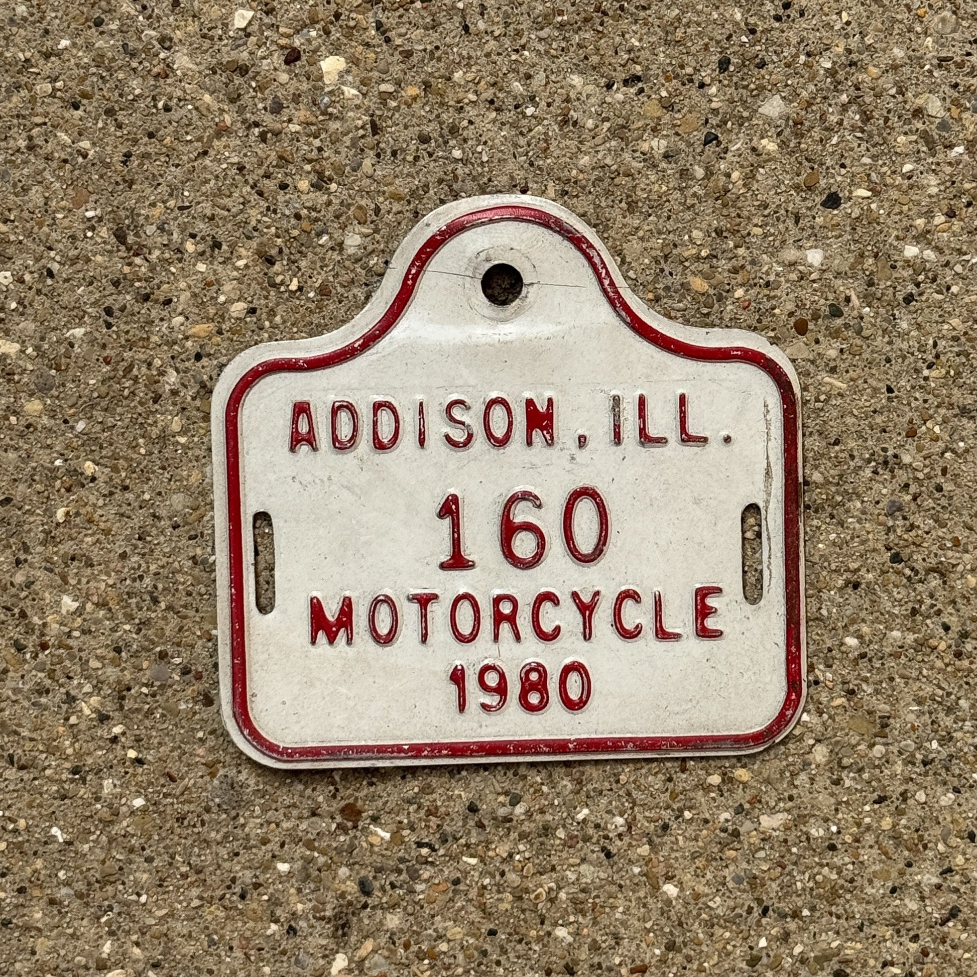 Photo of a 1980 Illinois Motorcycle Tax Tag Auto Tag Garage Decor Vintage Addison 160