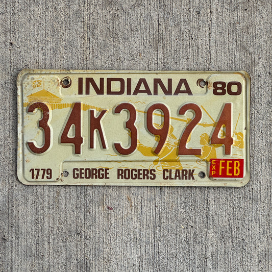 Photo of a 1980 Indiana License Plate Auto Tag Garage Decor Vintage 34 K 3924 with original patina