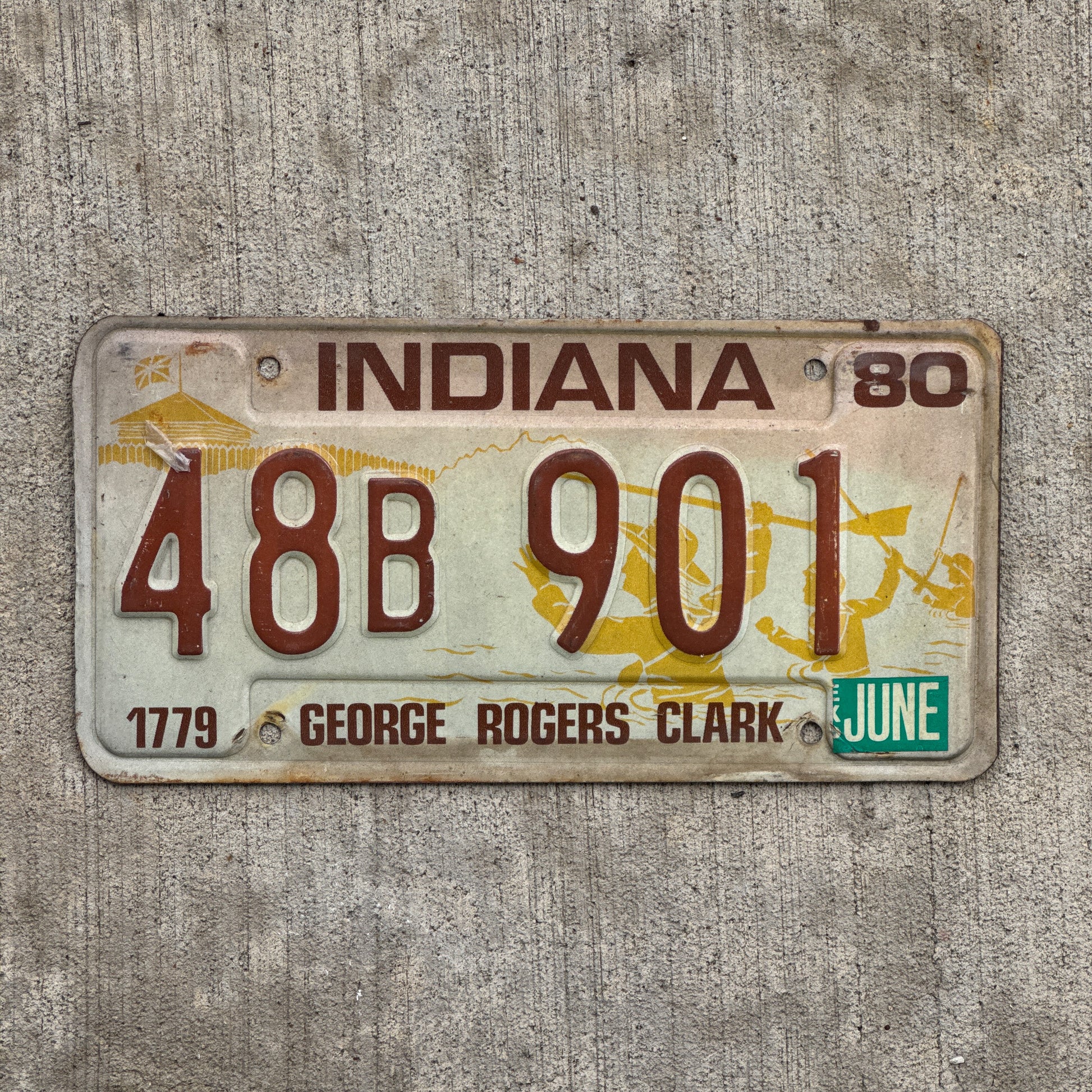 Photo of a 1980 Indiana License Plate Auto Tag Garage Decor Vintage 48 B 901 with original patina
