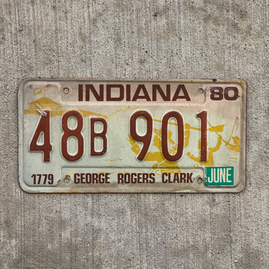 Photo of a 1980 Indiana License Plate Auto Tag Garage Decor Vintage 48 B 901 with original patina