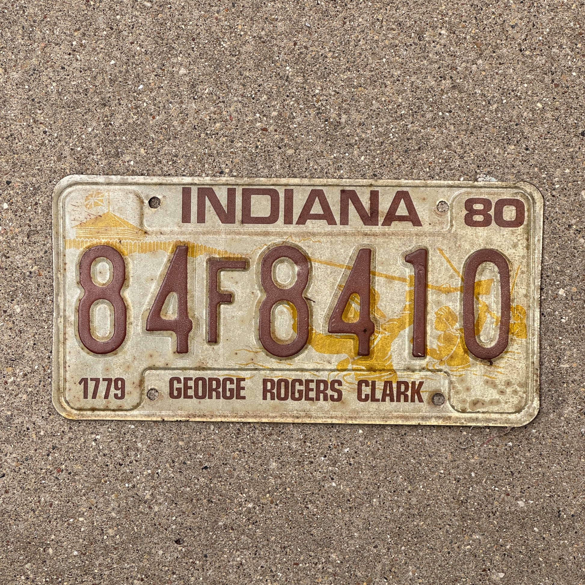 Photo of a 1980 Indiana License Plate Auto Tag Garage Decor Vintage 84 D 8410
