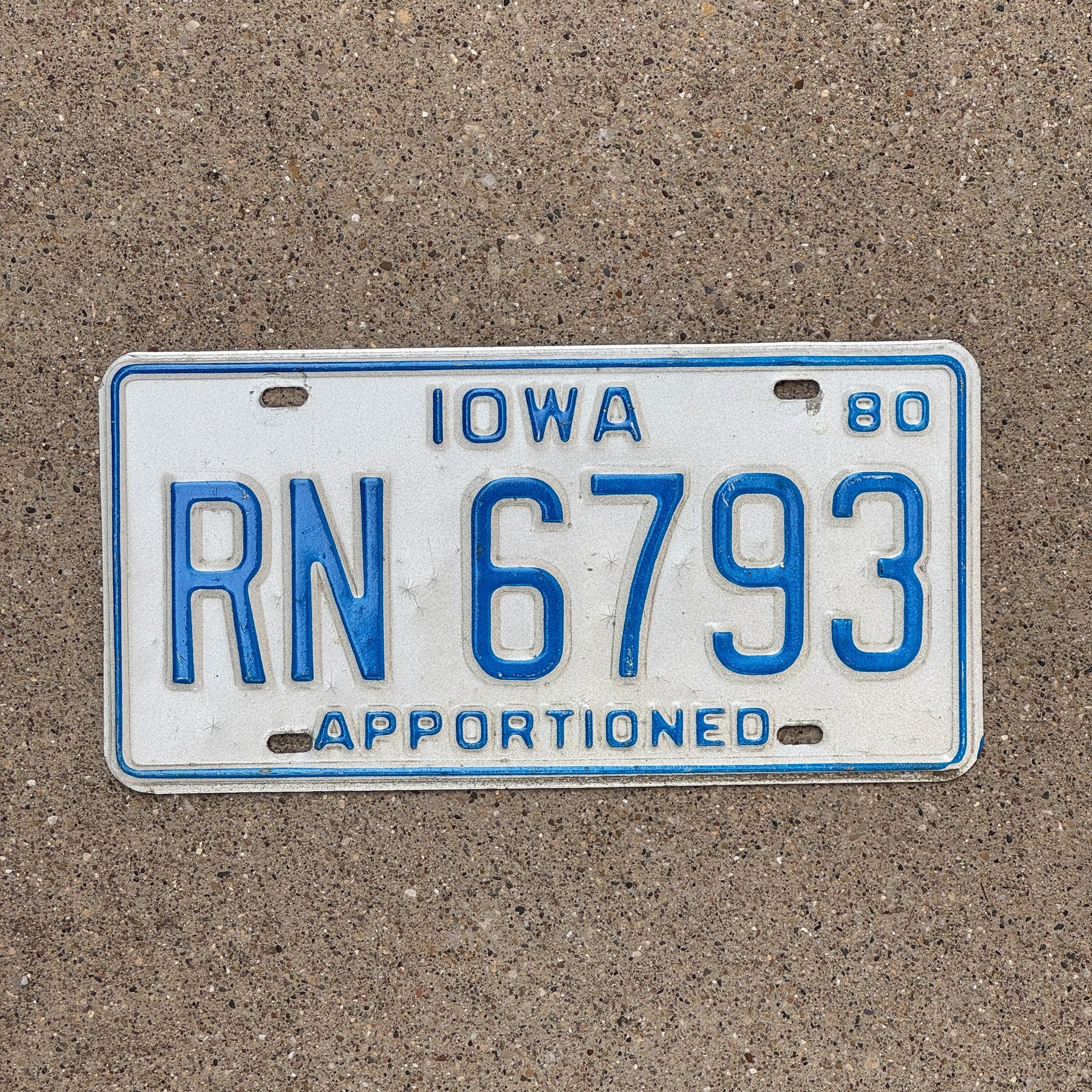 Photo of a 1980 Iowa Apportioned License Plate Auto Tag Garage Decor Vintage Nurse Gift RN 6793