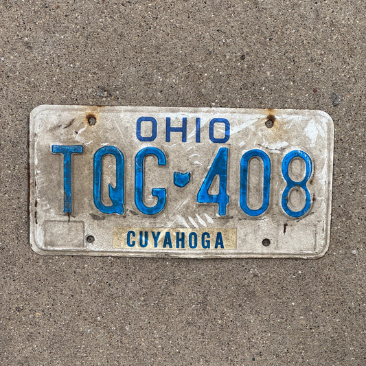 Photo of a 1980 Ohio License Plate Auto Tag 1 Vintage Garage TQG 408 with original patina