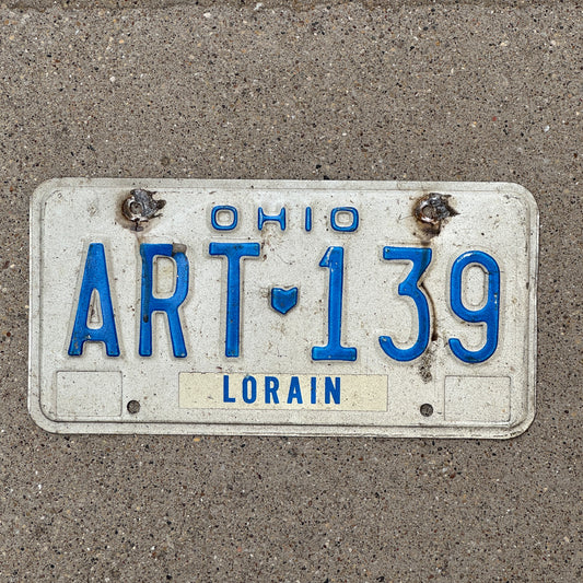 Photo of a 1980 Ohio License Plate Auto Tag 2 Vintage Garage Artist Art Teacher Gift ART 139 with original patina
