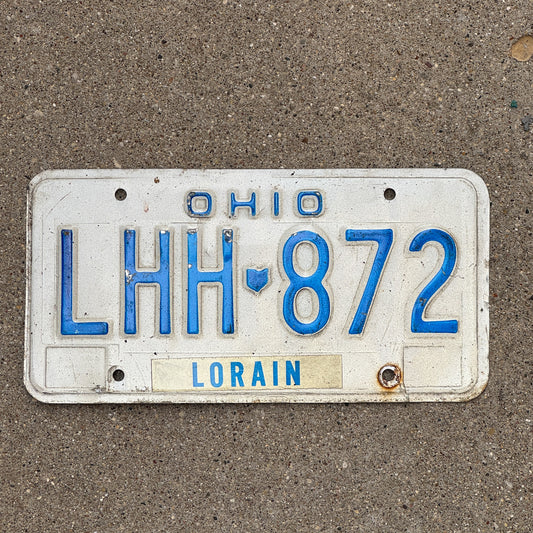 Photo of a 1980 Ohio License Plate Auto Tag Garage Decor Vintage LHH 872 with original patina