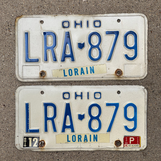 Photo of a 1980 Ohio License Plate Pair Auto Tag Garage Decor Vintage LRA 879 with original patina