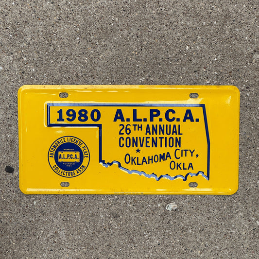 Photo of a 1980 Oklahoma Booster License Plate Auto Tag Garage Decor Vintage Oklahoma City OKC ALPCA Convention