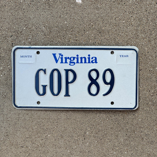 Photo of a 1980 Virginia License Plate Auto Tag Garage Decor Vintage Souvenir ? Republican 1989 GOP 89