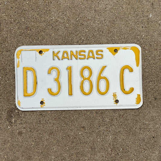 Photo of a 1980s 1990s Kansas Dealer Error License Plate Auto Tag Garage Decor Vintage Misprint D 3186 C