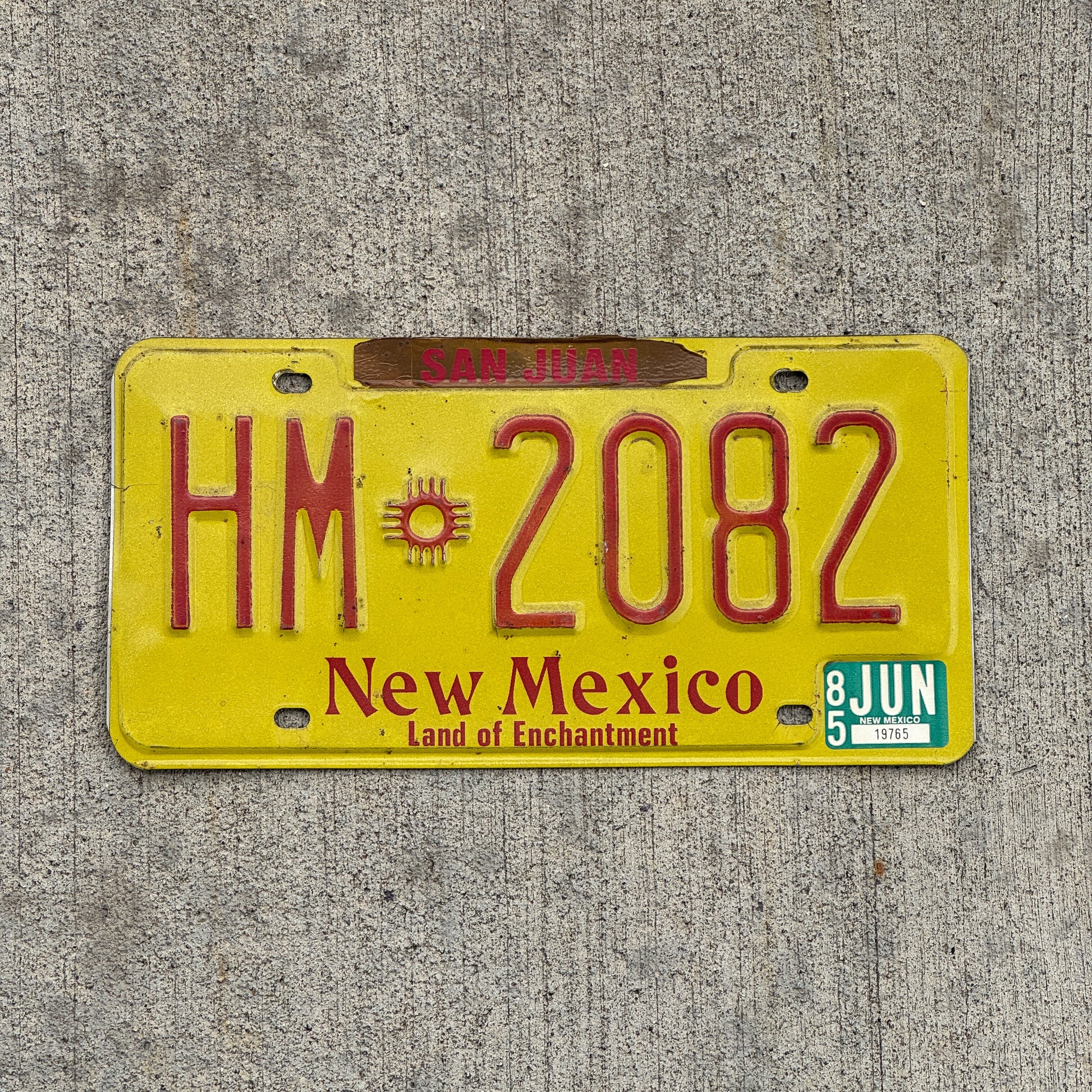 Photo of a 1981 1985 New Mexico Truck License Plate Auto Tag Garage Decor Vintage HM 2082 with original patina
