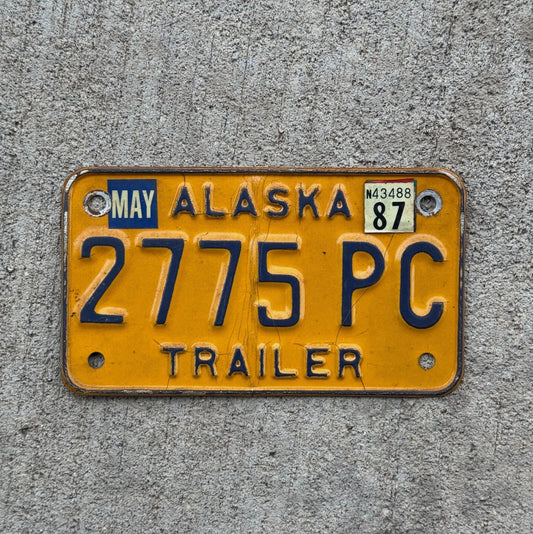 Photo of a 1981 1987 Alaska Trailer License Plate Auto Tag Garage Decor Vintage 2775 PC