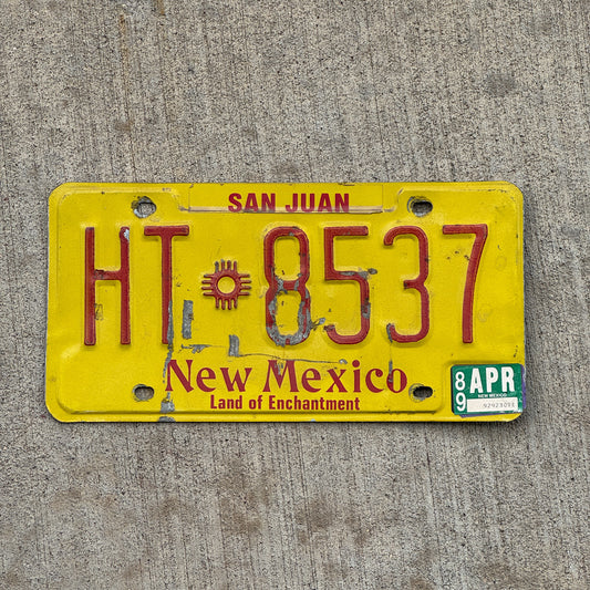 Photo of a 1981 1989 New Mexico Truck License Plate Auto Tag Garage Decor Vintage HT 8537 with original patina