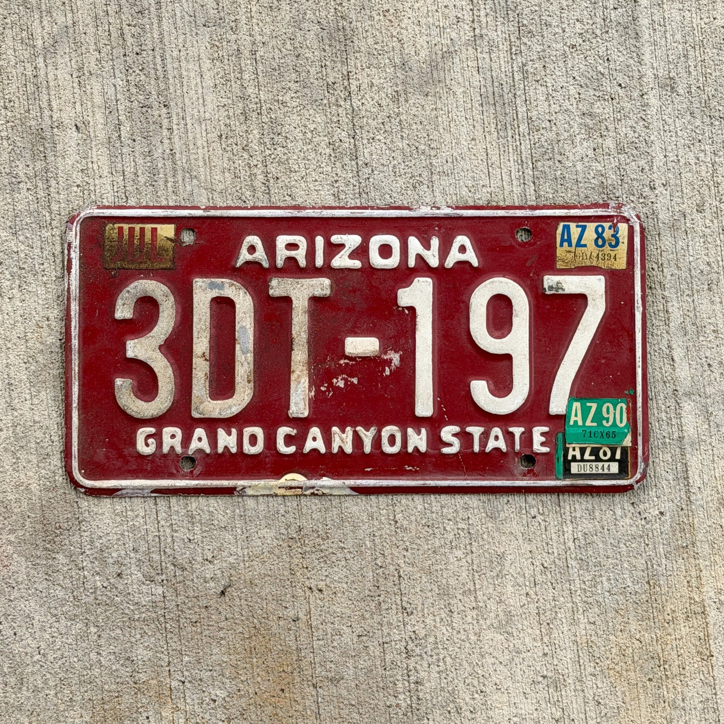 Photo of a 1981 1990 Arizona Commercial License Plate Auto Tag Garage Decor Vintage 3 DT 197 with original patina