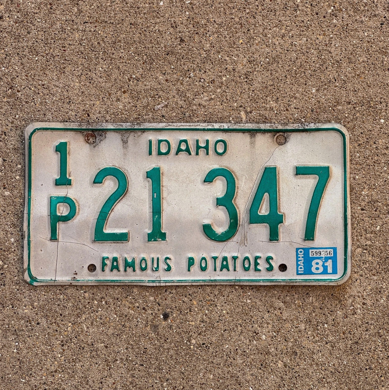 Photo of a 1981 Idaho License Plate Auto Tag Garage Decor Vintage 1P 21 347
