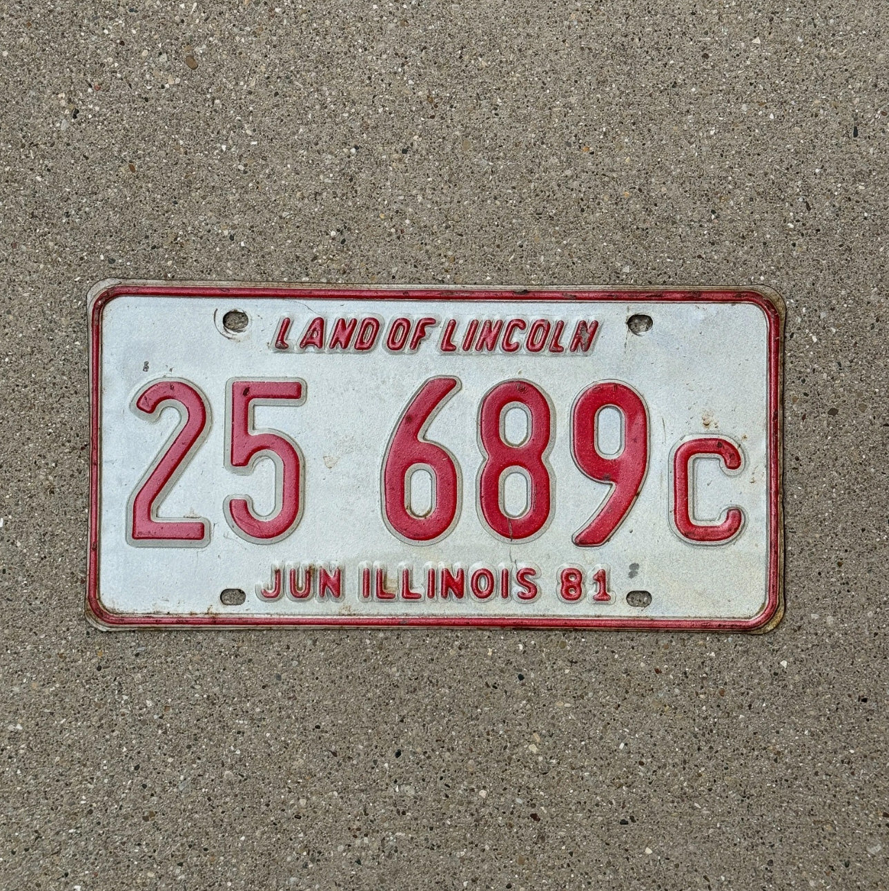 Photo of a 1981 Illinois License Plate Auto Tag Garage Decor Vintage 25689 C
