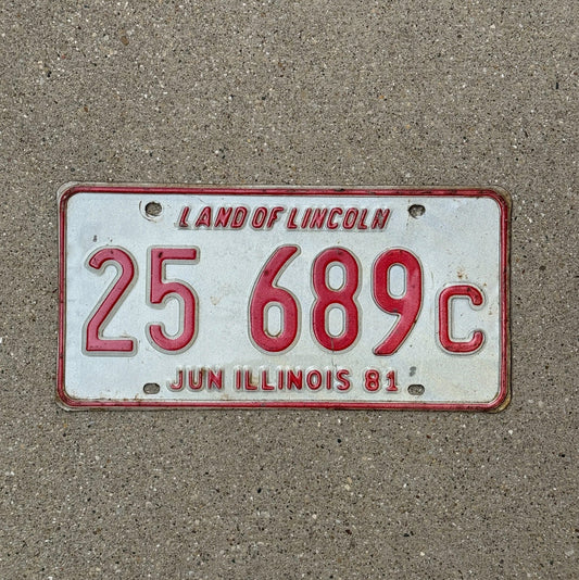 Photo of a 1981 Illinois License Plate Auto Tag Garage Decor Vintage 25689 C