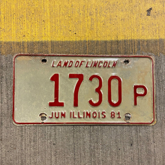 Photo of a 1981 Illinois Truck License Plate Auto Tag Garage Decor Vintage 1730 P with original patina