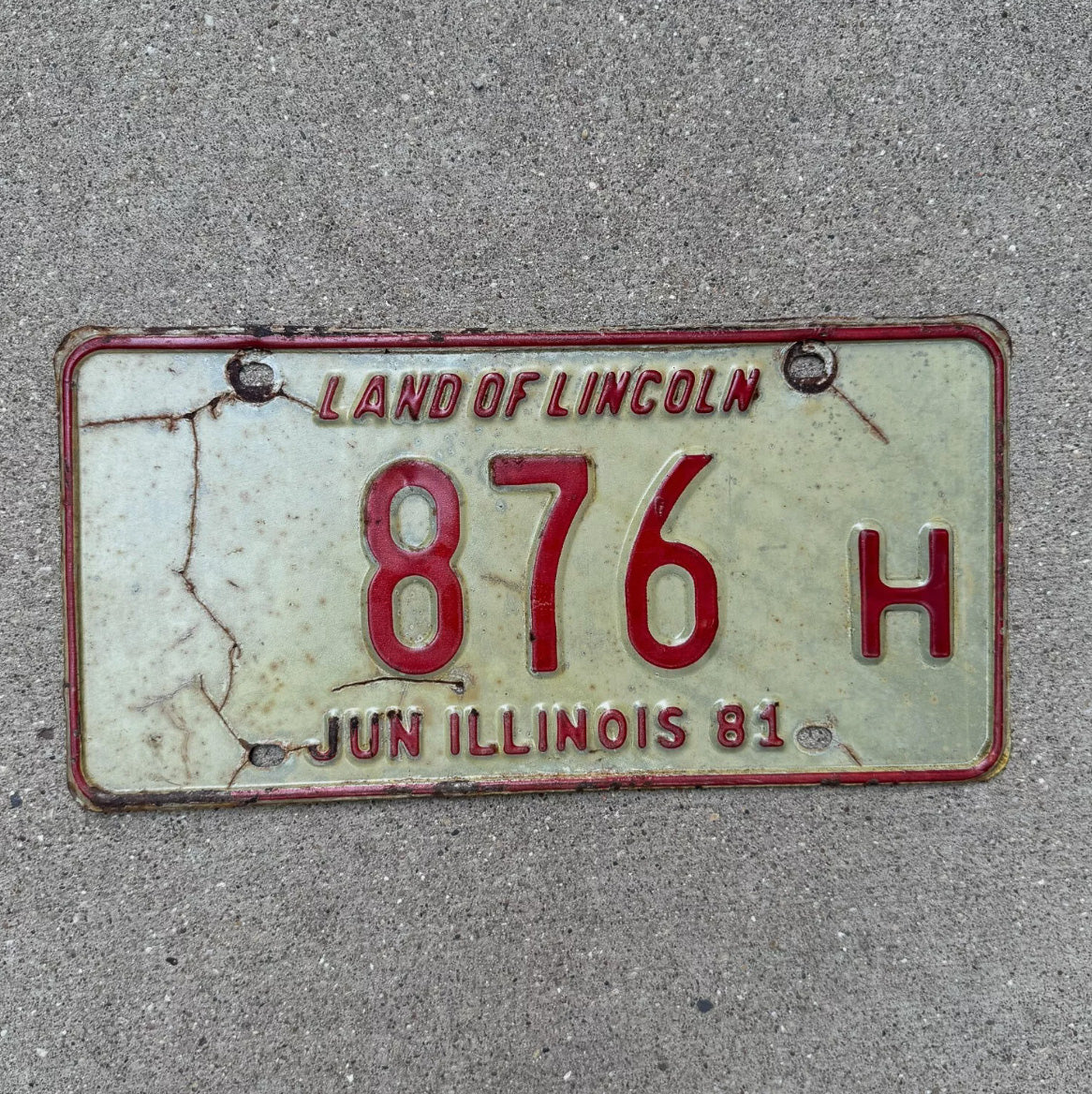 Photo of a 1981 Illinois TRUCK License Plate Auto Tag Garage Decor Vintage License Plate Auto Tag Garage Decor 3 Digit Low Number 876 H