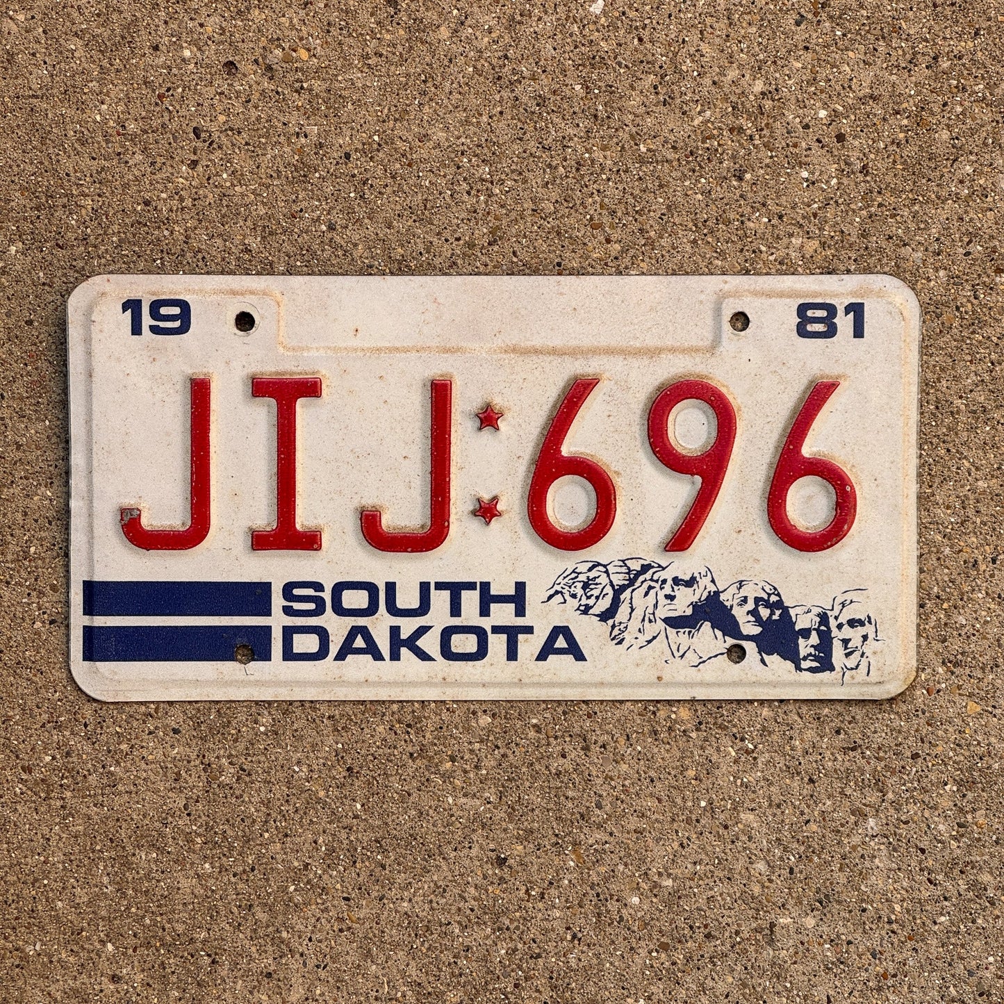 Photo of a 1981 South Dakota License Plate Auto Tag Garage Decor Vintage JIJ 696