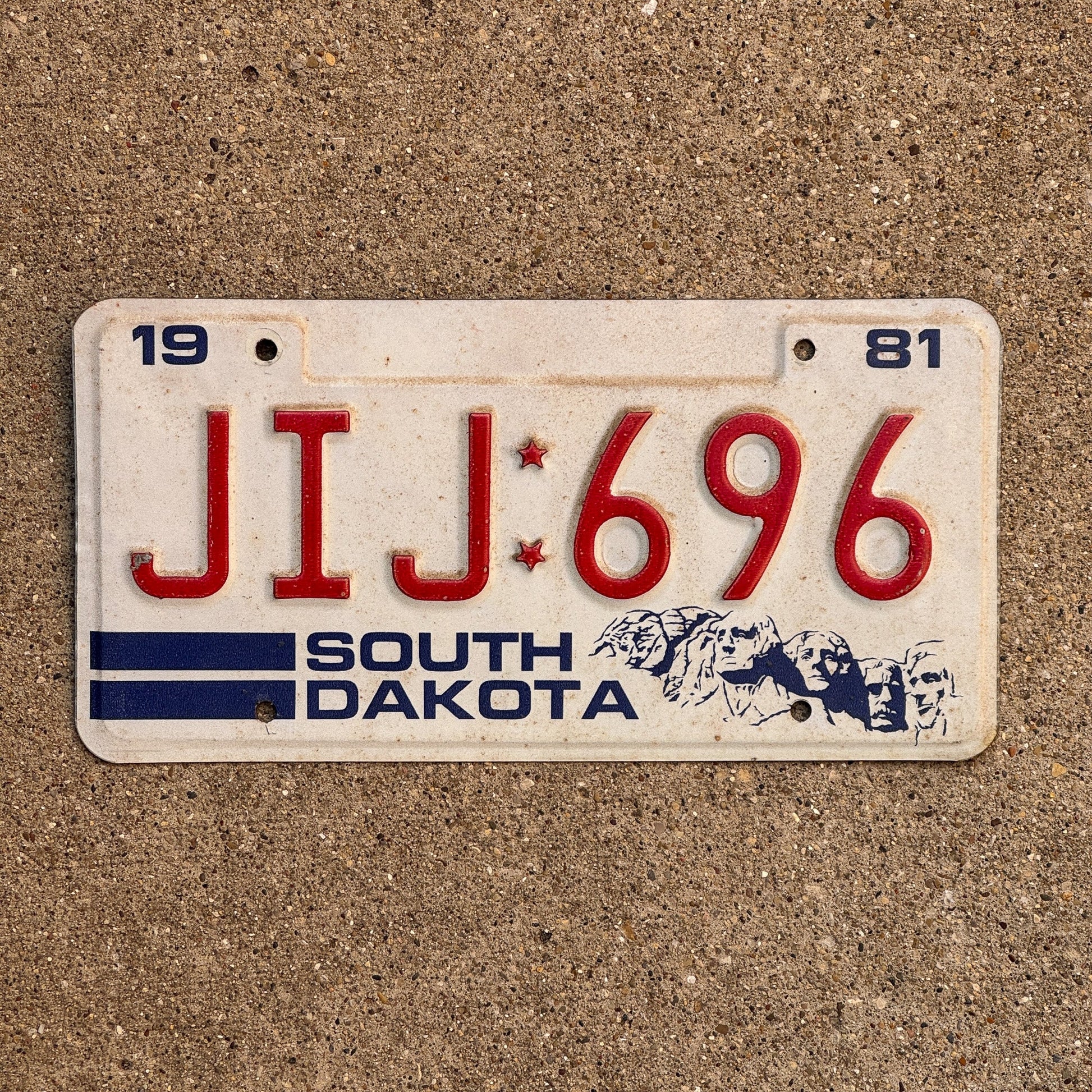 Photo of a 1981 South Dakota License Plate Auto Tag Garage Decor Vintage JIJ 696