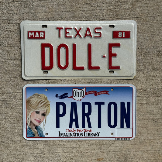 1981 Texas & 2025 Ohio Vanity License Plate Set Dolly Parton Tribute