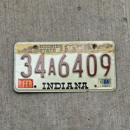 Photo of a 1982 1984 Indiana License Plate Auto Tag Garage Decor Vintage 34 A 6409 with original patina