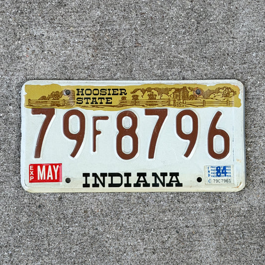 Photo of a 1982 1984 Indiana License Plate Auto Tag Garage Decor Vintage 79 F 8796 with original patina