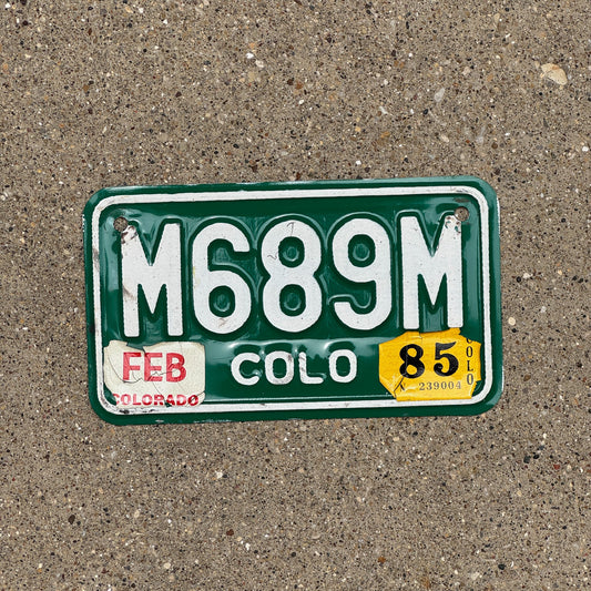 Photo of a 1982 1985 Colorado Motorcycle License Plate Auto Tag Garage Decor Vintage M 689 M