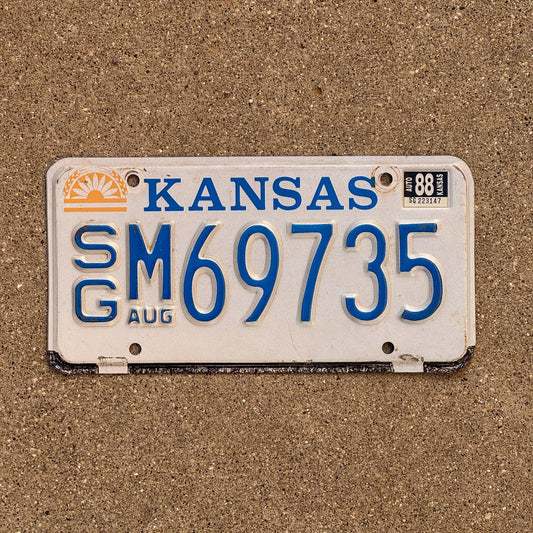 Photo of a 1982 1988 Kansas License Plate Auto Tag Garage Decor Vintage SG M 69735