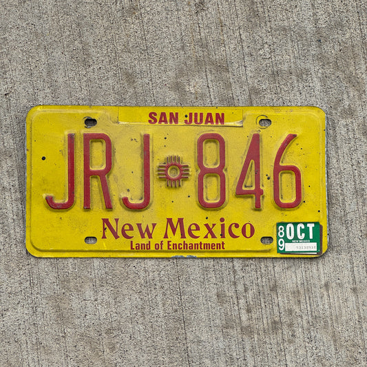 Photo of a 1982 1989 New Mexico License Plate Auto Tag Garage Decor Vintage JRJ 846 with original patina