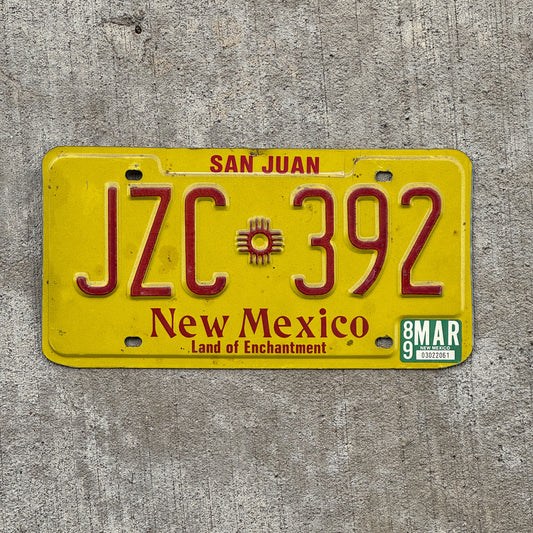 Photo of a 1982 1989 New Mexico License Plate Auto Tag Garage Decor Vintage JZC 392 with original patina