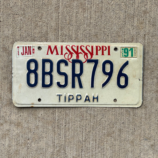 Photo of a 1982 1991 Mississippi License Plate Auto Tag Garage Decor Vintage Tippah 8 BSR 796