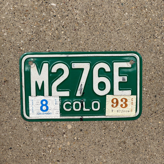 Photo of a 1982 1993 Colorado Motorcycle License Plate Auto Tag Garage Decor Vintage M 276 E