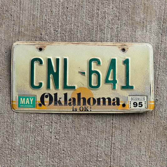 Photo of a 1982 1995 Oklahoma License Plate Auto Tag Garage Decor Vintage CNL 641 with original patina