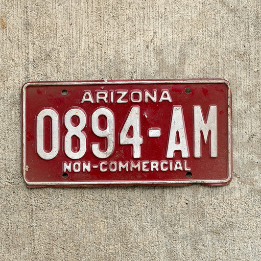 Photo of a 1982 Arizona Non Commercial License Plate Auto Tag Garage Decor Vintage 0894 AM with original patina